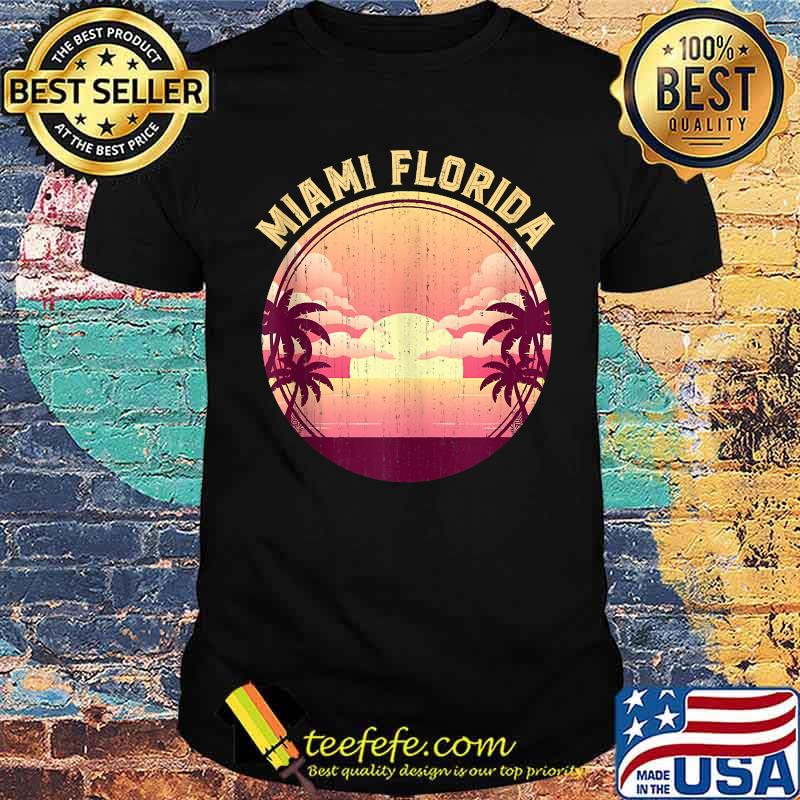 Miami Summer Vacation South Beach Palm Trees Sunset Florida T-Shirt