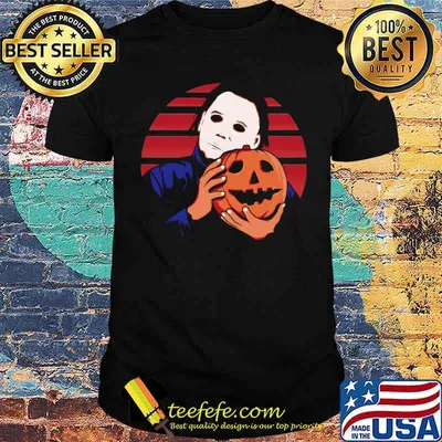 Michael myers hold pumpkin halloween retro shirt