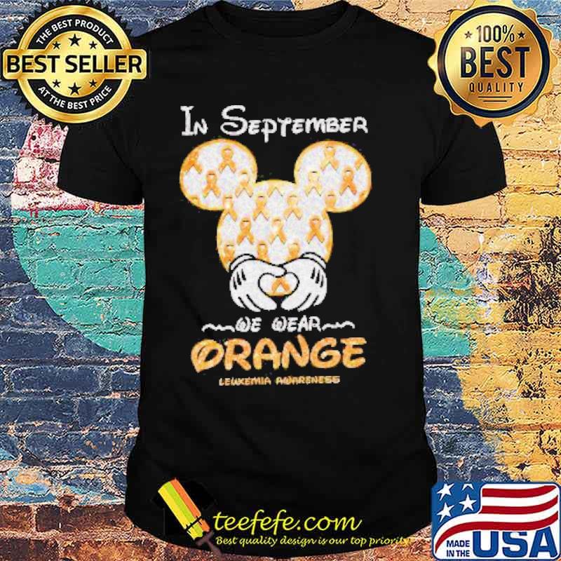 Mickey mouse In September we wear Orange Leukemia Awareness Diamond Shirt