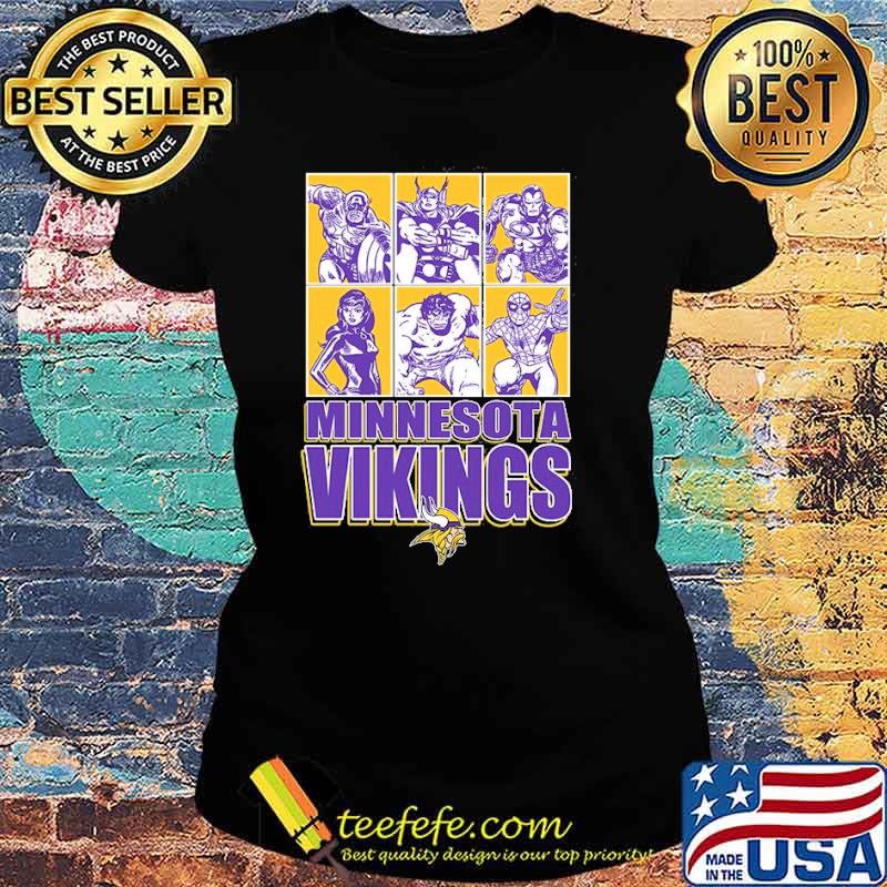 Minnesota Vikings Disney Marvel Avengers Line-Up s Ladies tee Minnesota Vikings Disney Marvel Avengers Line-Up s Ladies tee