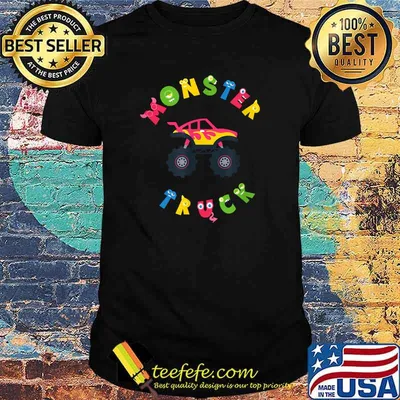 Monster Truck Bigfoot Pickup Truck Colorful Letters Vehicle T-Shirt