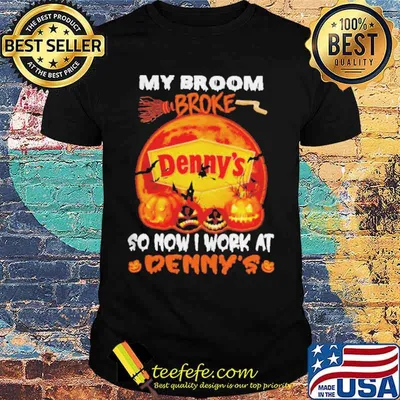 My broom broke so now I work at Denny’s Halloween Blood Moon shirt
