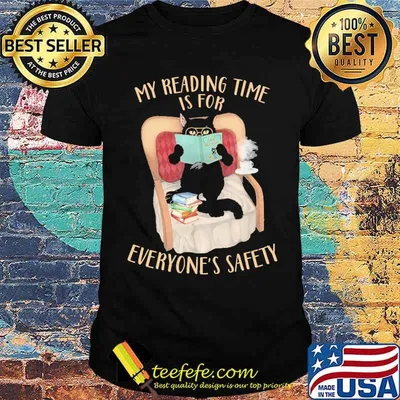 My reading time is for everyones safety black cat read books shirt