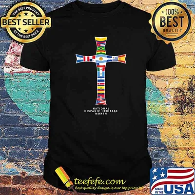 National Hispanic Heritage Month - Cross with Flags T-Shirt
