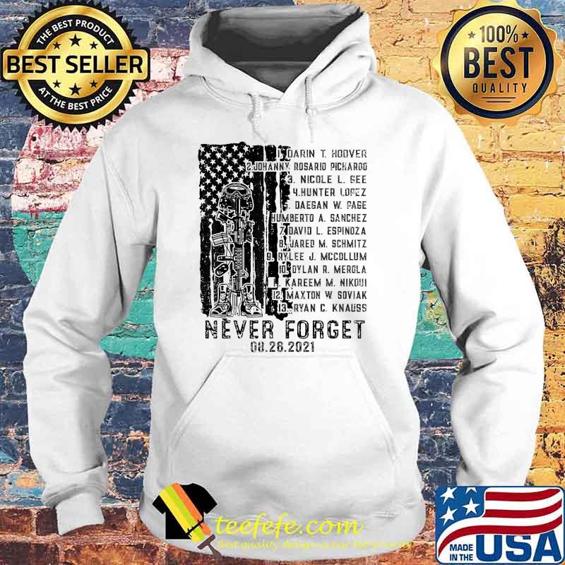 Never Forget Of Fallen Soldiers 13 Heroes Name 08.26.2021 T-Shirt Hoodie Never Forget Of Fallen Soldiers 13 Heroes Name 08.26.2021 T-Shirt Hoodie