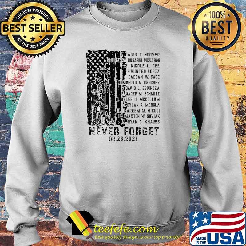 Never Forget Of Fallen Soldiers 13 Heroes Name 08.26.2021 T-Shirt Sweater Never Forget Of Fallen Soldiers 13 Heroes Name 08.26.2021 T-Shirt Sweater