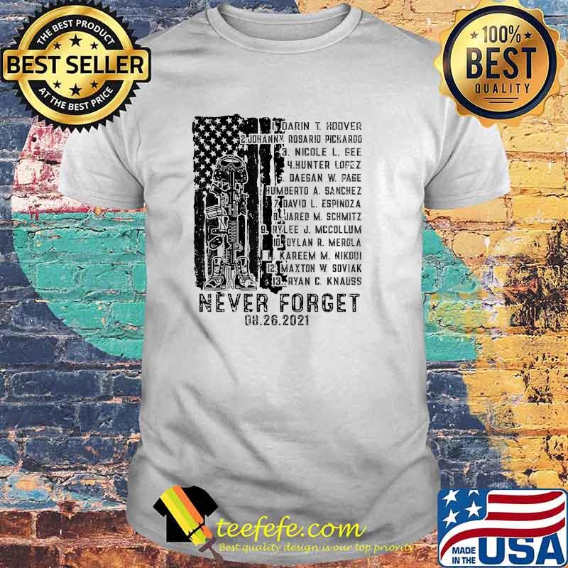 Never Forget Of Fallen Soldiers 13 Heroes Name 08.26.2021 T-Shirt Never Forget Of Fallen Soldiers 13 Heroes Name 08.26.2021 T-Shirt