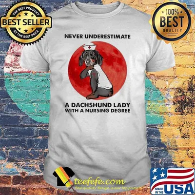 Never Underestimate A Dachshund Lady With A Nursing Degree Blood Moon Halloween Shirt