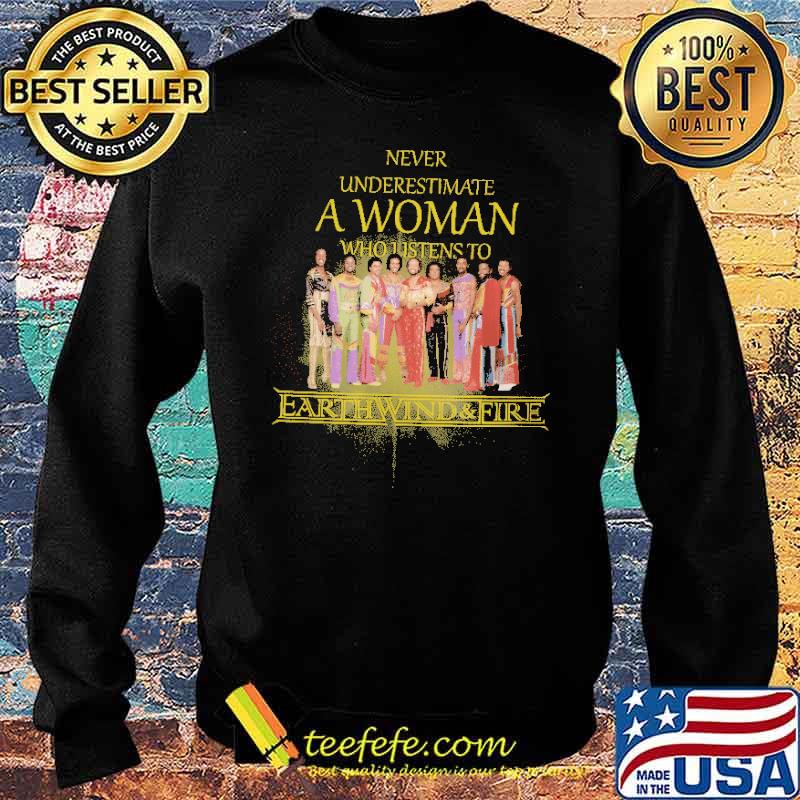 Never Underestimate A Woman Who Listens To Earthwind and Fire Shirt Sweater Never Underestimate A Woman Who Listens To Earthwind and Fire Shirt Sweater