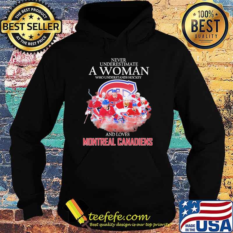 Never underestimate a woman who understands hockey and loves montreal canadiens s Hoodie Never underestimate a woman who understands hockey and loves montreal canadiens s Hoodie