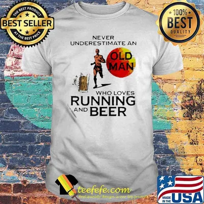 Never underestimate an old man who loves running and beer blood moon shirt