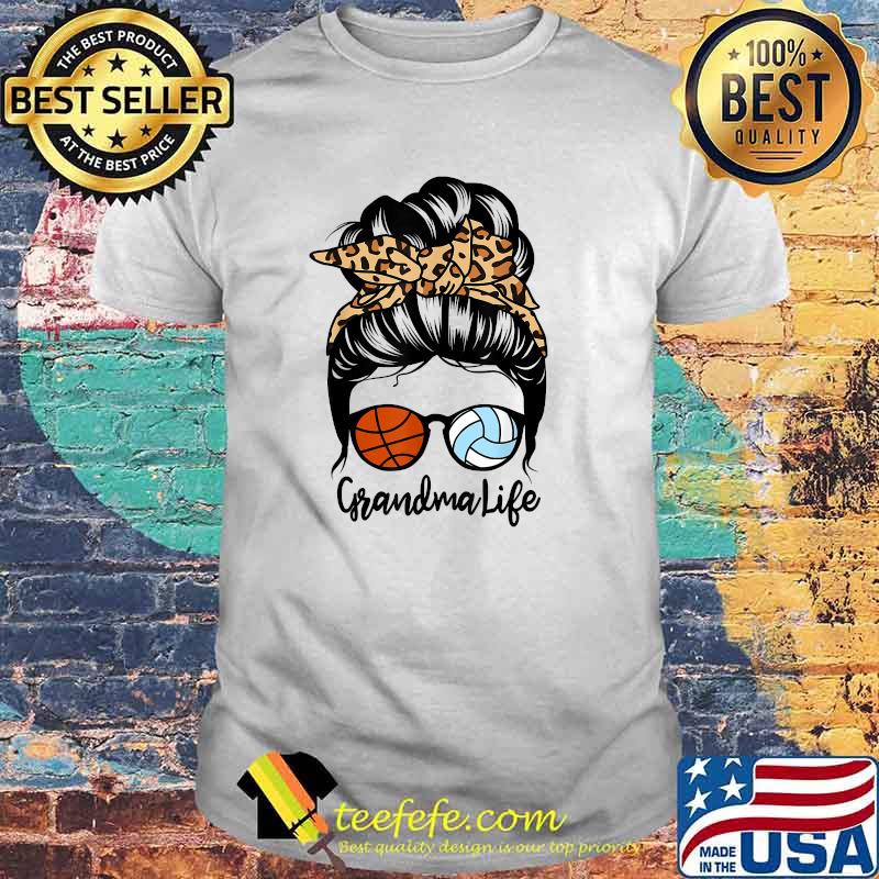 Nice grandma Life Messy Bun Hair Volleyball Basketball T-Shirt