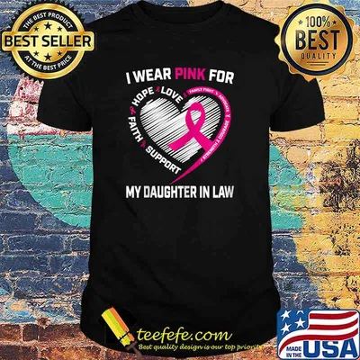 Nice i wear Pink for my Daughter In Law Ribbon Breast Cancer Awareness Graphic T-shirt