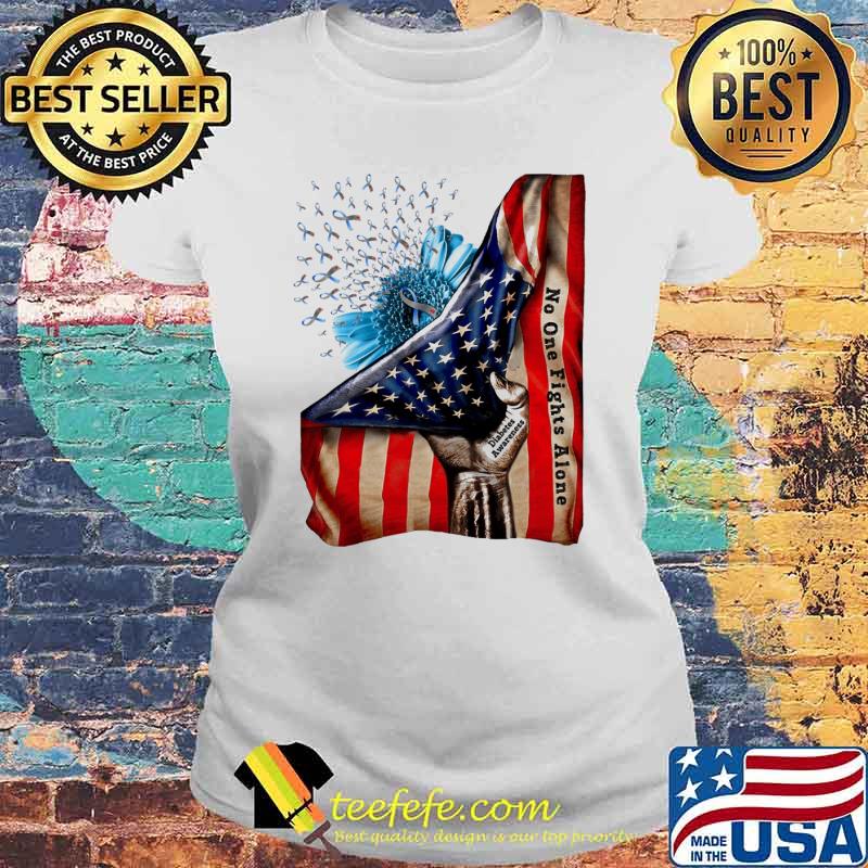 No One Fights Alone American Flag Diabetes Cancer Awareness Sunflower Shirt Laides tee No One Fights Alone American Flag Diabetes Cancer Awareness Sunflower Shirt Laides tee