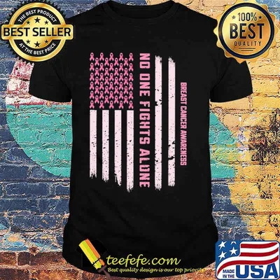 No One Fights Alone Breast Cancer Awareness usa Flag Shirt