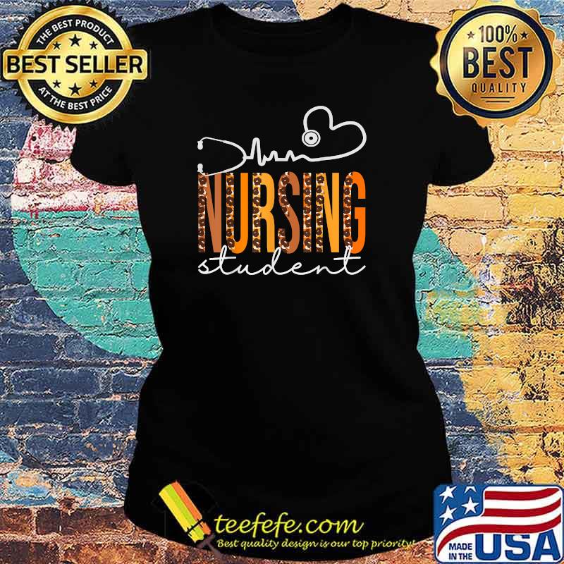 Nursing Student Leopard Heartbeat Appreciation Women Fall T-Shirt Ladies tee Nursing Student Leopard Heartbeat Appreciation Women Fall T-Shirt Ladies tee