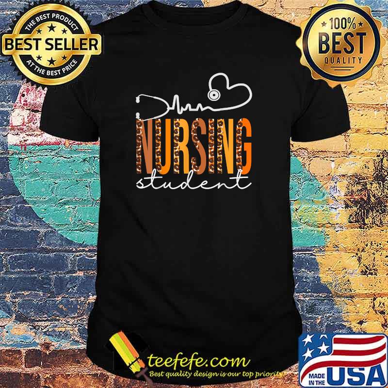 Nursing Student Leopard Heartbeat Appreciation Women Fall T-Shirt