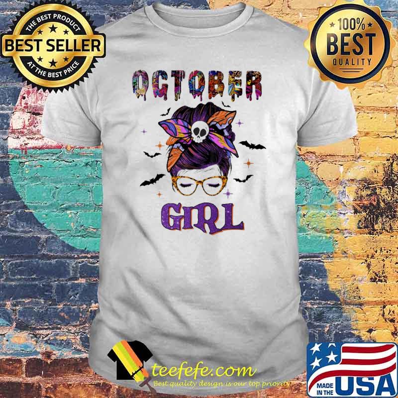October girl messy buns hair halloween shirt