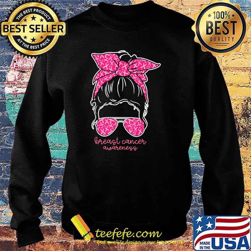 Official breast Cancer Awareness Messy Bun Pink Ribbon Girl Women T-Shirt Sweater Official breast Cancer Awareness Messy Bun Pink Ribbon Girl Women T-Shirt Sweater