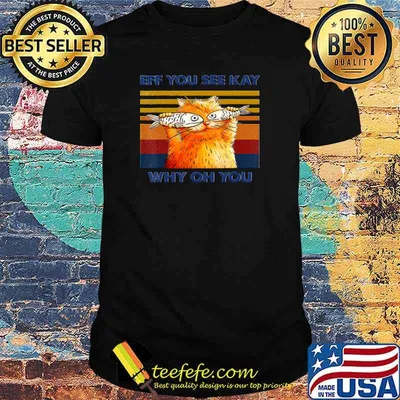 Original cat Eff You See Kay Why Oh You Vintage Funny Cat Fish Lovers Pullover Hoodie