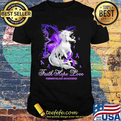Original faith Hope Love Fibromyalgia Awareness Horse Shirt