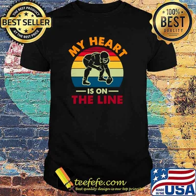 Original football My Heart Is On The Line Offensive Lineman Retro T-shirt