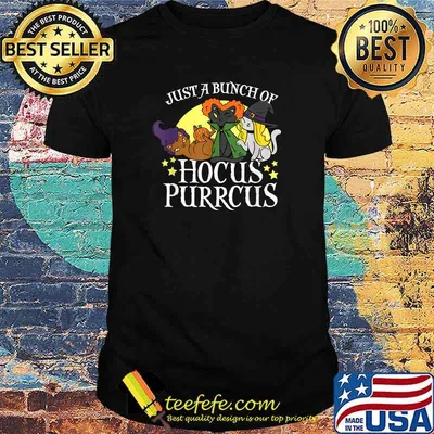 Original halloween Cute Cats Kitty Witch Just A Bunch of Hocus Purrcus T-Shirt