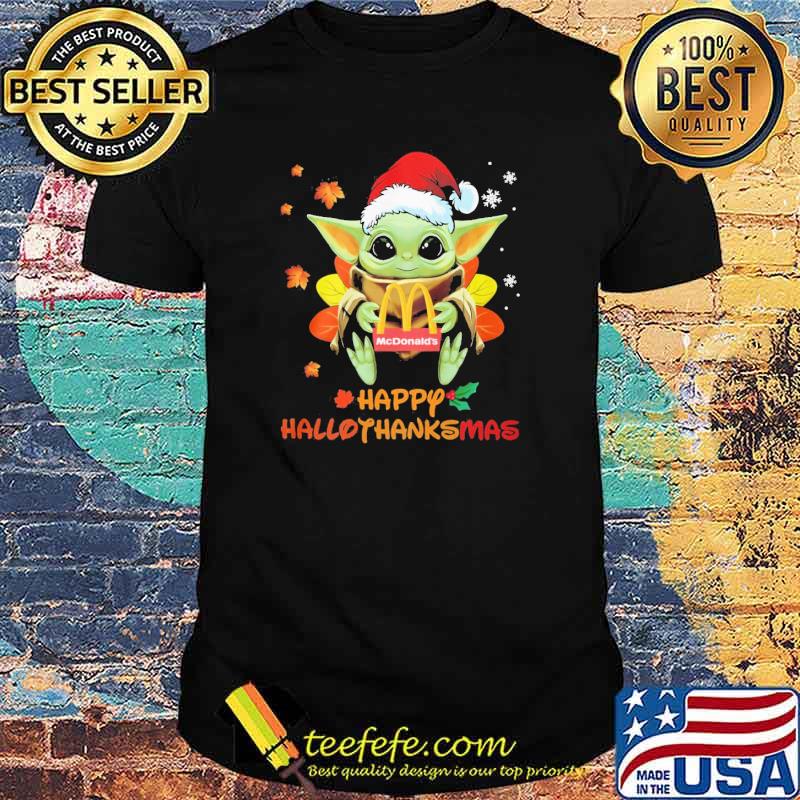 Original mcDonald's Happy Halloween Thanks Christmas Yoda Shirt