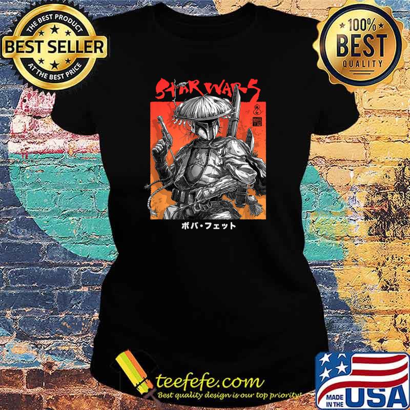 Original star Wars Visions Boba Fett Samurai Poster T-Shirt Ladies tee Original star Wars Visions Boba Fett Samurai Poster T-Shirt Ladies tee