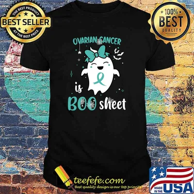 Ovarian Cancer is Boo Sheet Halloween Ghost Teal Ribbon T-Shirt