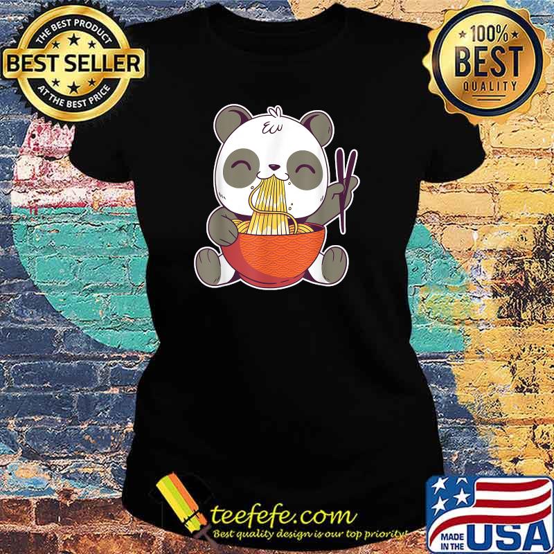 Panda Eating Ramen Cute Anime T-Shirt Ladies tee Panda Eating Ramen Cute Anime T-Shirt Ladies tee
