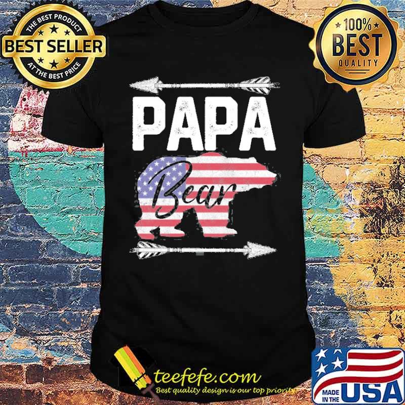 Papa Bear Dad Grandpa Usa Flag July 4Th Father’s Day Shirt