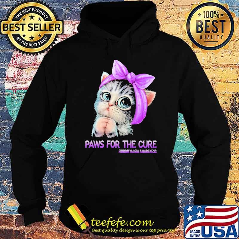 Paws For The Cure Fibromyalgia Awareness Cat Shirt Hoodie Paws For The Cure Fibromyalgia Awareness Cat Shirt Hoodie