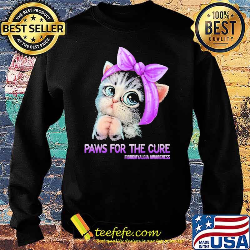 Paws For The Cure Fibromyalgia Awareness Cat Shirt Sweater Paws For The Cure Fibromyalgia Awareness Cat Shirt Sweater