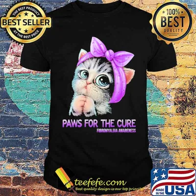 Paws For The Cure Fibromyalgia Awareness Cat Shirt