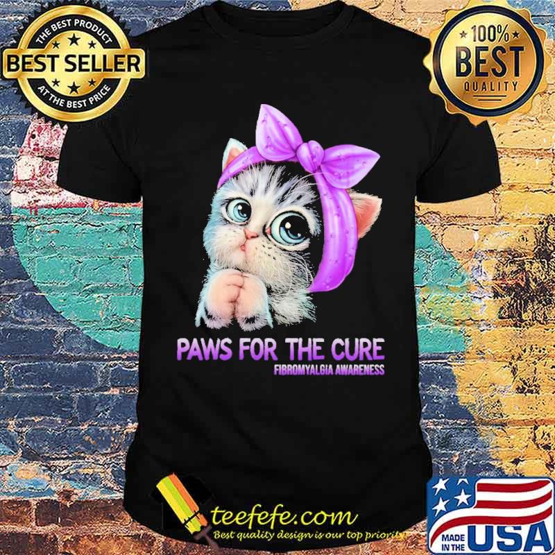 Paws For The Cure Fibromyalgia Awareness Cat Shirt Paws For The Cure Fibromyalgia Awareness Cat Shirt