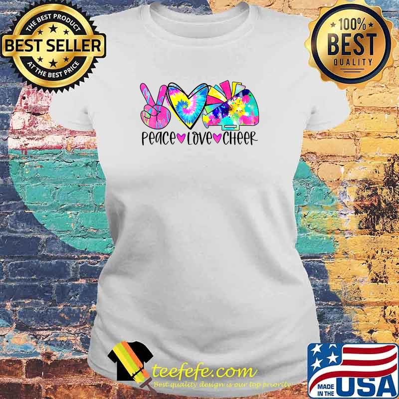 Peace Love Cheer Tie Dye Cheerleading T-Shirt Laides tee Peace Love Cheer Tie Dye Cheerleading T-Shirt Laides tee