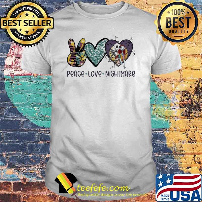 Peace Love Nightmare Jack Skeleton and Sally Halloween shirt