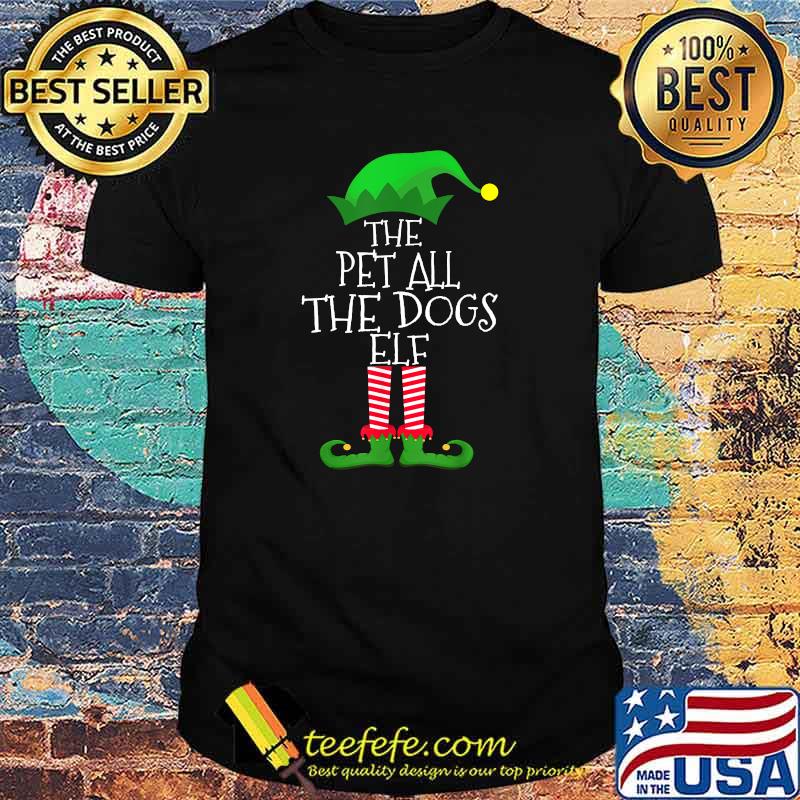 Pet All The Dogs Elf Christmas Party Matching Family Group T-Shirt