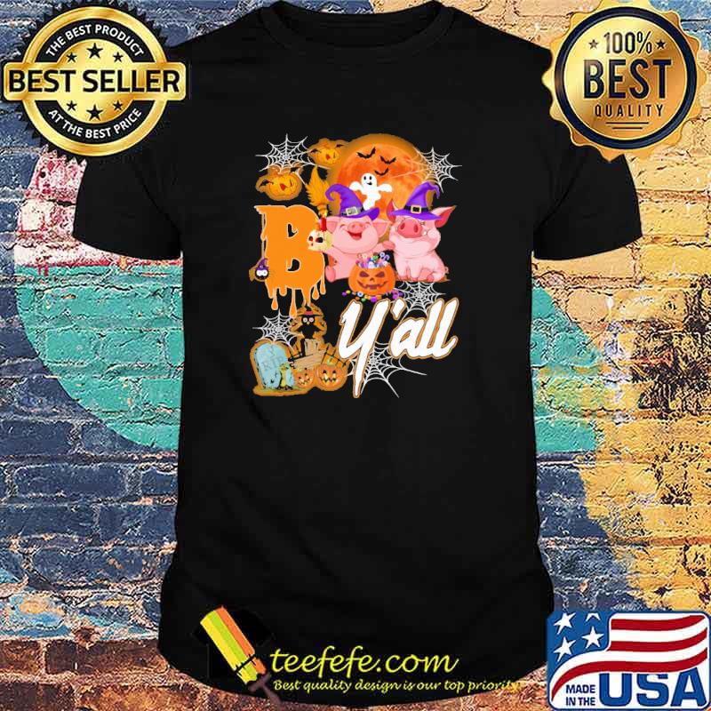 Pig Boo Y'all Halloween Blood Moon Shirt