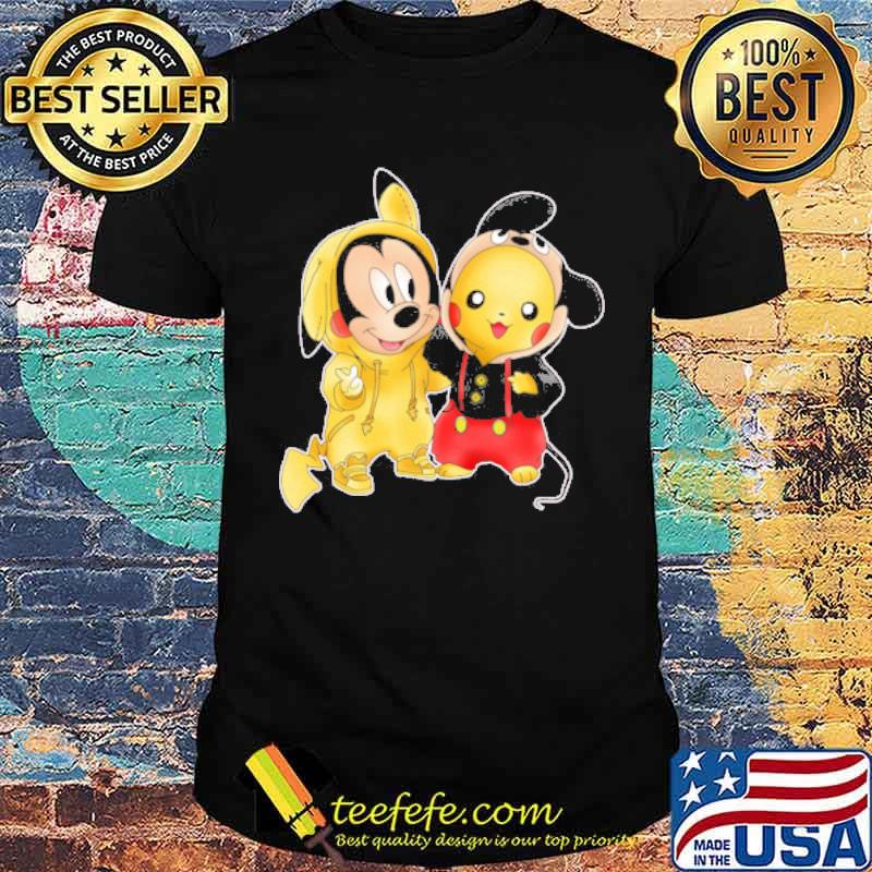 Pikachu Pokemon Mickey mouse crossover shirt
