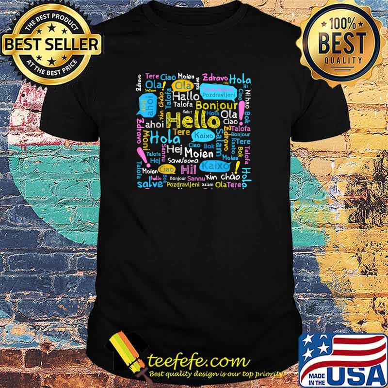 Premium hello Word in Different Languages Travel and Teacher T-Shirt Premium hello Word in Different Languages Travel and Teacher T-Shirt