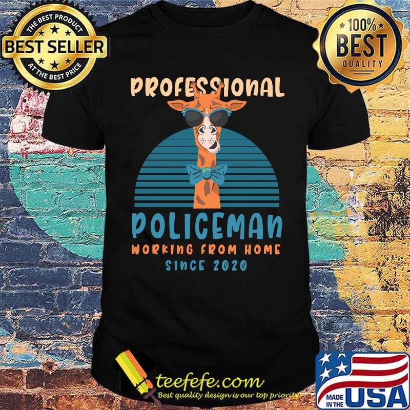 Professional Working From Home Policeman Police Officer Llama Cops Alpaca T-Shirt