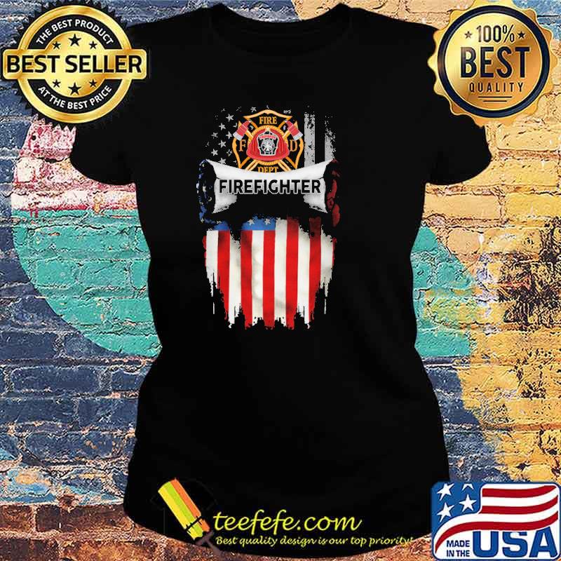 Proud american firefighter usa flag s Ladies tee Proud american firefighter usa flag s Ladies tee