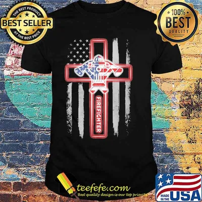 Proud firefighter cross christian american flag shirt
