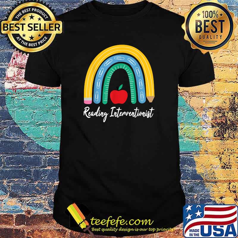 Reading Interventionist Apple Rainbow Pencil T-Shirt