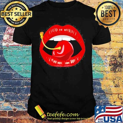 Red Lips Biting Cherry Shirt