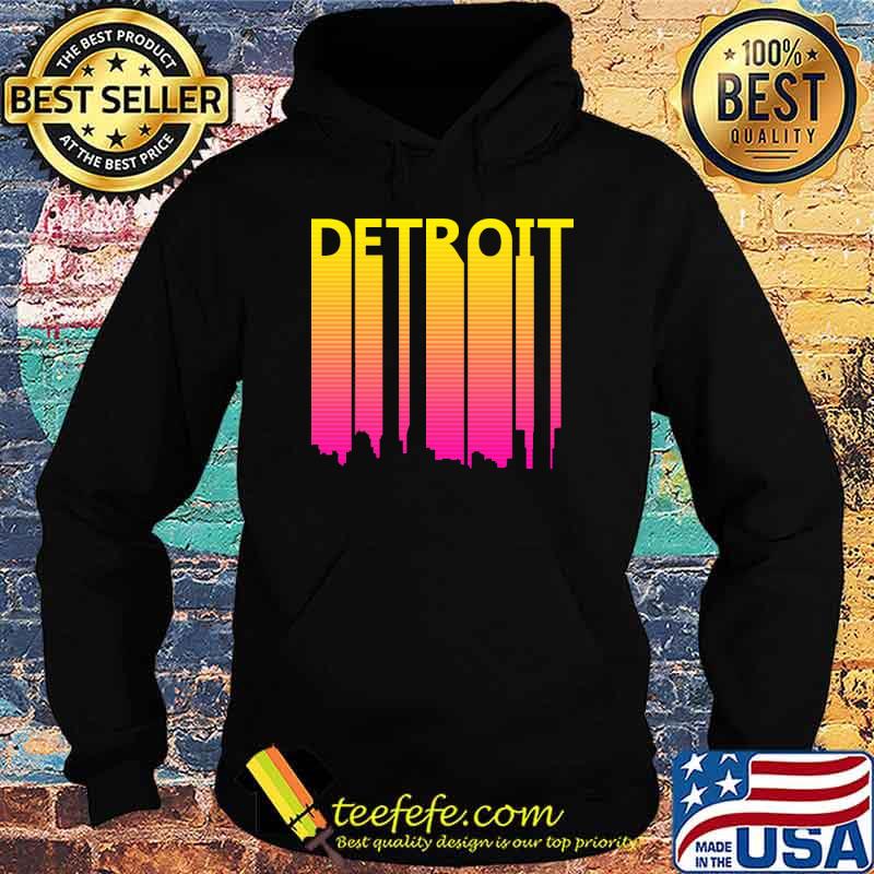 Retro 1980s Detroit Skyline Silhouette Baseball s Hoodie Retro 1980s Detroit Skyline Silhouette Baseball s Hoodie