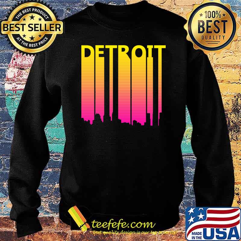 Retro 1980s Detroit Skyline Silhouette Baseball s Sweater Retro 1980s Detroit Skyline Silhouette Baseball s Sweater