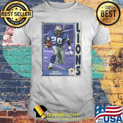 Retro Barry Sanders Lions Football Trading Card Baseball shirt